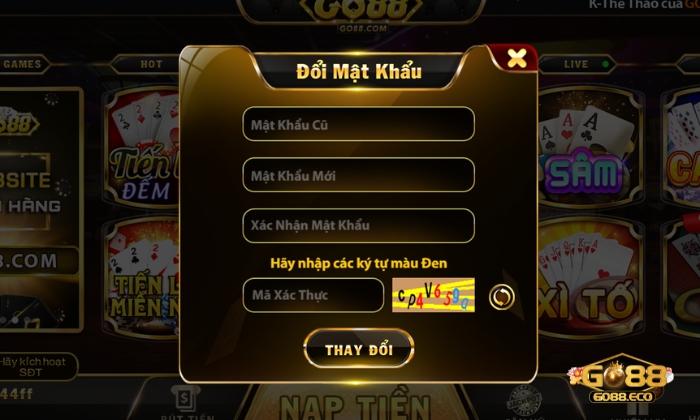giới thiệu Go88 Đổi mật khẩu Go88 dễ dàng